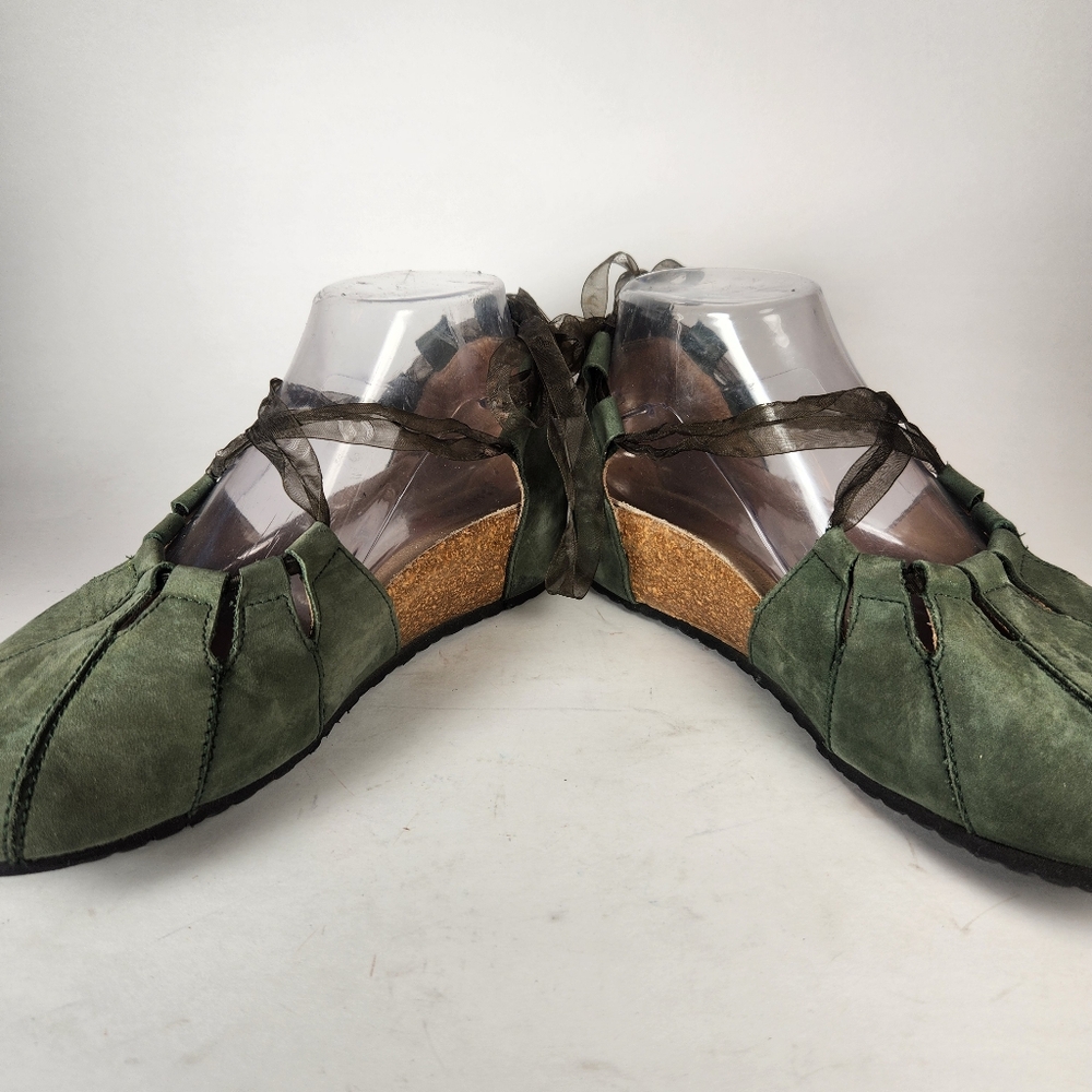 HAFLINGER Women's Eva Sandal Size 7 EU 38 Green Suede German Lace Up Shoes - Picture 5 of 10